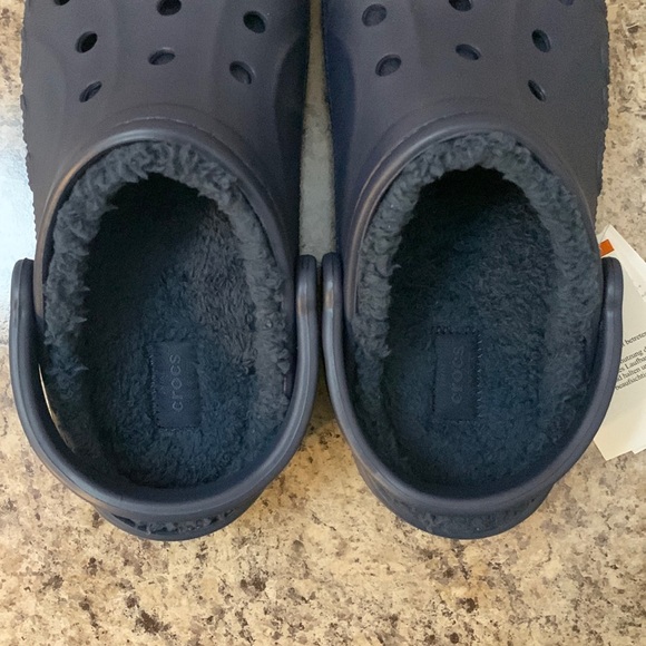 Navy Blue Fur-Lined Crocs - Picture 13 of 13